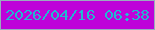 文字の大きさ：5、枠の色：99abbe、背景の色：be02d9、文字の色：20b7d2 無料ブログパーツのブログ時計