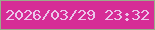 文字の大きさ：1、枠の色：99ac8a、背景の色：d62c96、文字の色：eac5ea 無料ブログパーツのブログ時計
