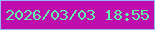 文字の大きさ：2、枠の色：99b7f4、背景の色：be0dac、文字の色：63efac 無料ブログパーツのブログ時計