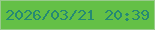 文字の大きさ：4、枠の色：99ca8c、背景の色：64c046、文字の色：258a73 無料ブログパーツのブログ時計