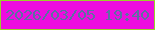 文字の大きさ：5、枠の色：99d12a、背景の色：ed0ddf、文字の色：5c71a2 無料ブログパーツのブログ時計