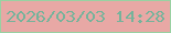 文字の大きさ：1、枠の色：99d1a2、背景の色：e8a8a5、文字の色：75b39b 無料ブログパーツのブログ時計