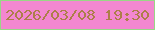 文字の大きさ：3、枠の色：99d686、背景の色：f387d0、文字の色：ad7e49 無料ブログパーツのブログ時計