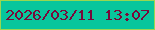 文字の大きさ：1、枠の色：99d750、背景の色：08c69c、文字の色：79093a 無料ブログパーツのブログ時計
