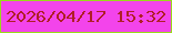 文字の大きさ：4、枠の色：99da1b、背景の色：f344eb、文字の色：b01e26 無料ブログパーツのブログ時計