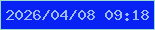 文字の大きさ：4、枠の色：99dad1、背景の色：0822f3、文字の色：9ebcf2 無料ブログパーツのブログ時計