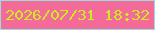 文字の大きさ：3、枠の色：99dcdb、背景の色：f46a99、文字の色：cdeb21 無料ブログパーツのブログ時計