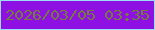 文字の大きさ：4、枠の色：99dcf3、背景の色：8f10e3、文字の色：737c3c 無料ブログパーツのブログ時計