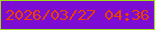 文字の大きさ：2、枠の色：99e00c、背景の色：7d0dd3、文字の色：ea4000 無料ブログパーツのブログ時計