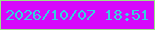 文字の大きさ：3、枠の色：99e386、背景の色：d608fb、文字の色：35d3df 無料ブログパーツのブログ時計