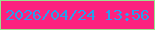 文字の大きさ：1、枠の色：99e38d、背景の色：fc227f、文字の色：289fed 無料ブログパーツのブログ時計