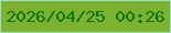 文字の大きさ：3、枠の色：99e4c4、背景の色：7db230、文字の色：0b770b 無料ブログパーツのブログ時計