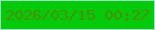 文字の大きさ：3、枠の色：99e5c5、背景の色：05ca0c、文字の色：479208 無料ブログパーツのブログ時計