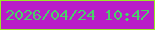 文字の大きさ：2、枠の色：99e926、背景の色：b91dc8、文字の色：49d268 無料ブログパーツのブログ時計