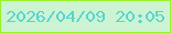 文字の大きさ：5、枠の色：99f32a、背景の色：cdf4d2、文字の色：57d4d1 無料ブログパーツのブログ時計