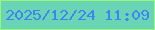文字の大きさ：3、枠の色：99f47b、背景の色：6ad5b4、文字の色：3d85f5 無料ブログパーツのブログ時計