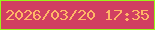 文字の大きさ：5、枠の色：99f51a、背景の色：d13f61、文字の色：ffb667 無料ブログパーツのブログ時計