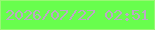 文字の大きさ：1、枠の色：99f674、背景の色：68fe4d、文字の色：bca7c5 無料ブログパーツのブログ時計