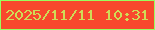 文字の大きさ：3、枠の色：99fd5e、背景の色：f8482d、文字の色：cfdc57 無料ブログパーツのブログ時計
