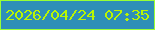 文字の大きさ：5、枠の色：99ff36、背景の色：2e8fb8、文字の色：b9f503 無料ブログパーツのブログ時計