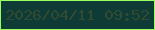 文字の大きさ：3、枠の色：99ff60、背景の色：0e3b35、文字の色：304b32 無料ブログパーツのブログ時計