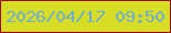 文字の大きさ：3、枠の色：9a010f、背景の色：d6dd22、文字の色：6faecd 無料ブログパーツのブログ時計