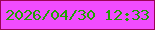 文字の大きさ：4、枠の色：9a0356、背景の色：f14cfe、文字の色：21a002 無料ブログパーツのブログ時計