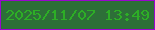 文字の大きさ：5、枠の色：9a06cf、背景の色：2d6f38、文字の色：2dae26 無料ブログパーツのブログ時計