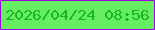 文字の大きさ：1、枠の色：9a06e2、背景の色：66ee60、文字の色：15b723 無料ブログパーツのブログ時計