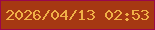 文字の大きさ：3、枠の色：9a074c、背景の色：a63812、文字の色：f0b047 無料ブログパーツのブログ時計