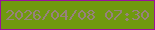 文字の大きさ：4、枠の色：9a119c、背景の色：70990f、文字の色：97817c 無料ブログパーツのブログ時計