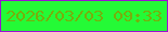 文字の大きさ：3、枠の色：9a11d2、背景の色：24fa36、文字の色：77af0c 無料ブログパーツのブログ時計