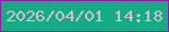 文字の大きさ：4、枠の色：9a15a9、背景の色：14ac82、文字の色：dabbd6 無料ブログパーツのブログ時計