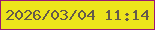 文字の大きさ：1、枠の色：9a1775、背景の色：ede41b、文字の色：655a4a 無料ブログパーツのブログ時計
