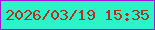 文字の大きさ：4、枠の色：9a18d8、背景の色：2bf3ca、文字の色：b4301d 無料ブログパーツのブログ時計
