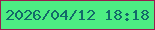 文字の大きさ：3、枠の色：9a1d4e、背景の色：4ded83、文字の色：126a69 無料ブログパーツのブログ時計