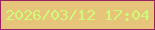 文字の大きさ：1、枠の色：9a2262、背景の色：e6c47a、文字の色：cefb79 無料ブログパーツのブログ時計