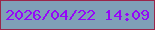文字の大きさ：2、枠の色：9a2649、背景の色：7fa0b7、文字の色：9508f8 無料ブログパーツのブログ時計