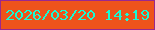 文字の大きさ：5、枠の色：9a288e、背景の色：ee531b、文字の色：17fbd5 無料ブログパーツのブログ時計