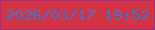 文字の大きさ：3、枠の色：9a2f81、背景の色：d33342、文字の色：3c76ce 無料ブログパーツのブログ時計