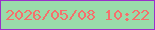 文字の大きさ：5、枠の色：9a30ca、背景の色：9adbaa、文字の色：f5706c 無料ブログパーツのブログ時計