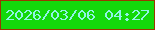 文字の大きさ：5、枠の色：9a3700、背景の色：14d80b、文字の色：8ff4e5 無料ブログパーツのブログ時計