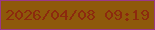 文字の大きさ：2、枠の色：9a3788、背景の色：8e590a、文字の色：8c2a0e 無料ブログパーツのブログ時計