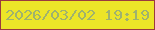 文字の大きさ：3、枠の色：9a3a3f、背景の色：ece528、文字の色：9fb26e 無料ブログパーツのブログ時計