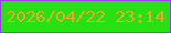 文字の大きさ：1、枠の色：9a3ceb、背景の色：27e112、文字の色：e4ac2e 無料ブログパーツのブログ時計