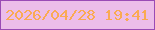 文字の大きさ：4、枠の色：9a4bb5、背景の色：ecbde9、文字の色：faaa53 無料ブログパーツのブログ時計