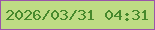 文字の大きさ：5、枠の色：9a54aa、背景の色：bedc84、文字の色：47892c 無料ブログパーツのブログ時計