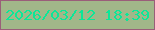 文字の大きさ：4、枠の色：9a5e79、背景の色：a1b789、文字の色：0be798 無料ブログパーツのブログ時計