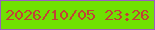 文字の大きさ：4、枠の色：9a5ec0、背景の色：70e102、文字の色：c24137 無料ブログパーツのブログ時計