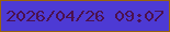 文字の大きさ：5、枠の色：9a630a、背景の色：4d3ad4、文字の色：4b114e 無料ブログパーツのブログ時計